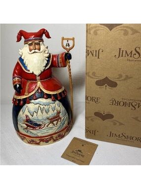 Jim Shore Heartwood Creek Lapland Santa figurine, reindeer sleigh carved